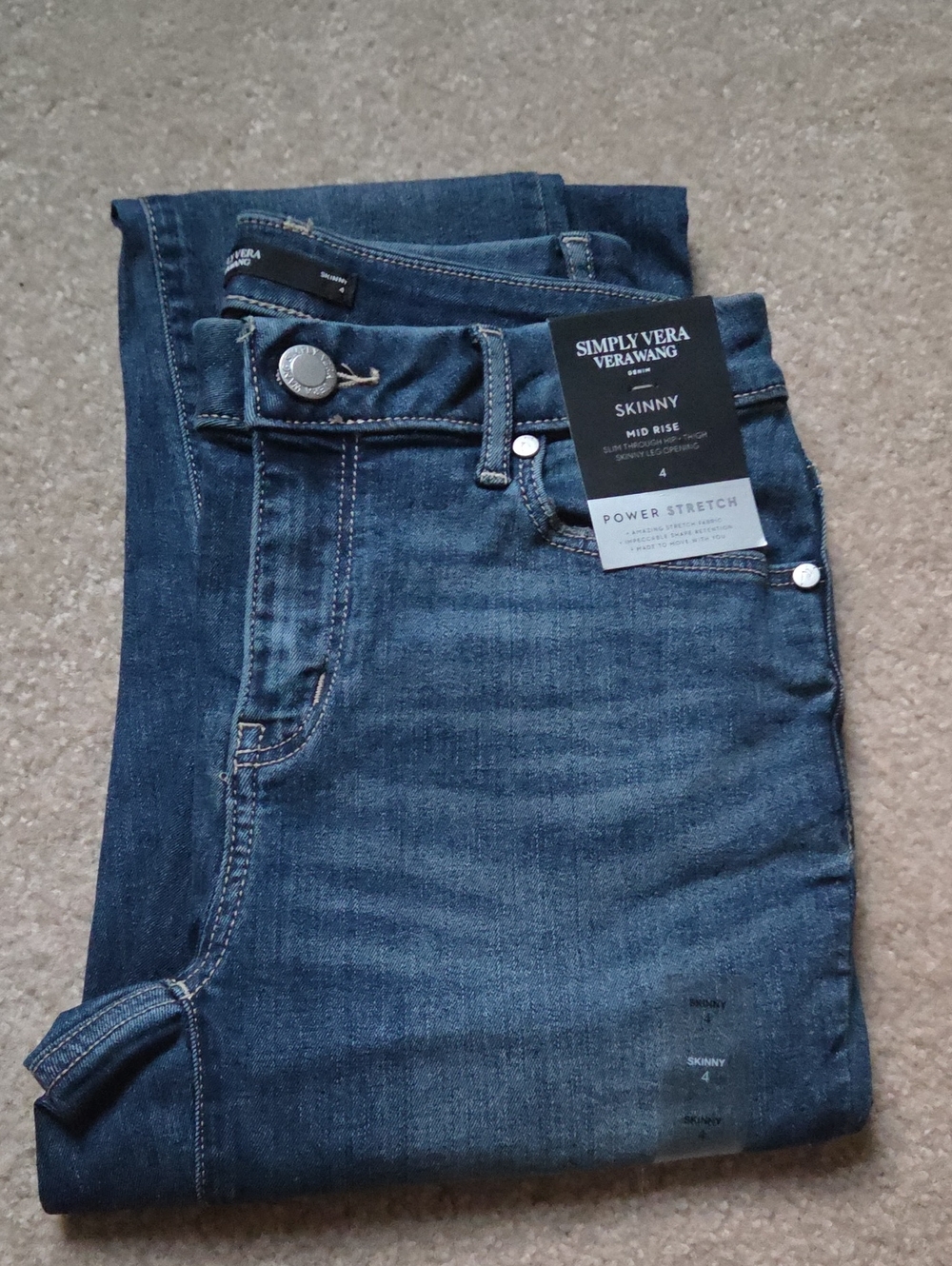 Simply Vera Vera Wang Women’s Skinny Jeans in Dark Blue Wash